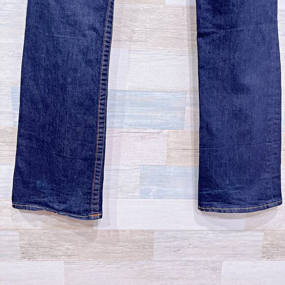 True Religion Flap Boot Cut Jeans Blue Dark Wash Low Rise Stretch Womens 27 - Picture 7 of 10
